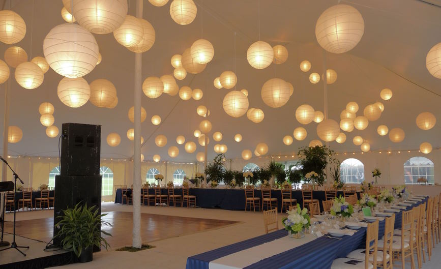 wedding venue with beautiful paper lanterns
