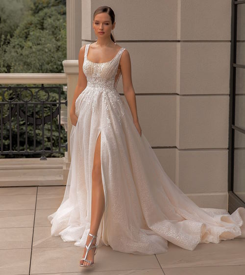 leg slit wedding gown